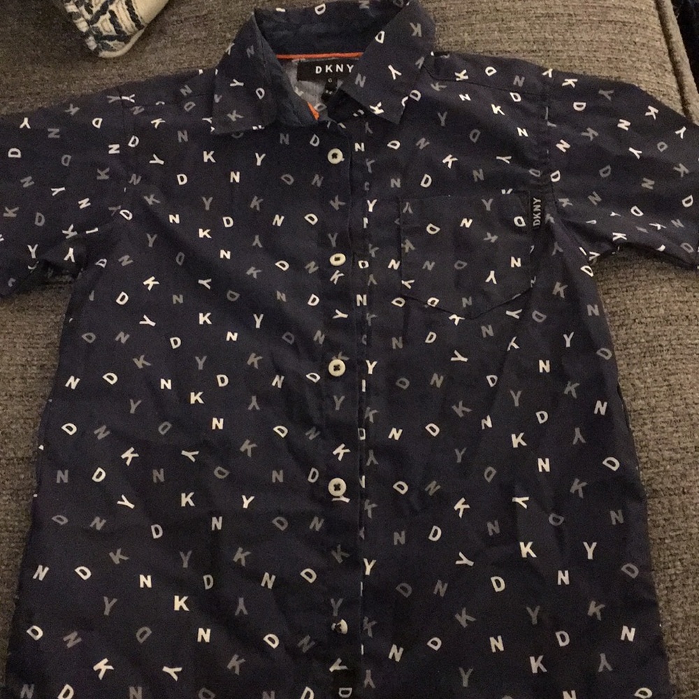 Blue DKNY kids button up shirt (6)